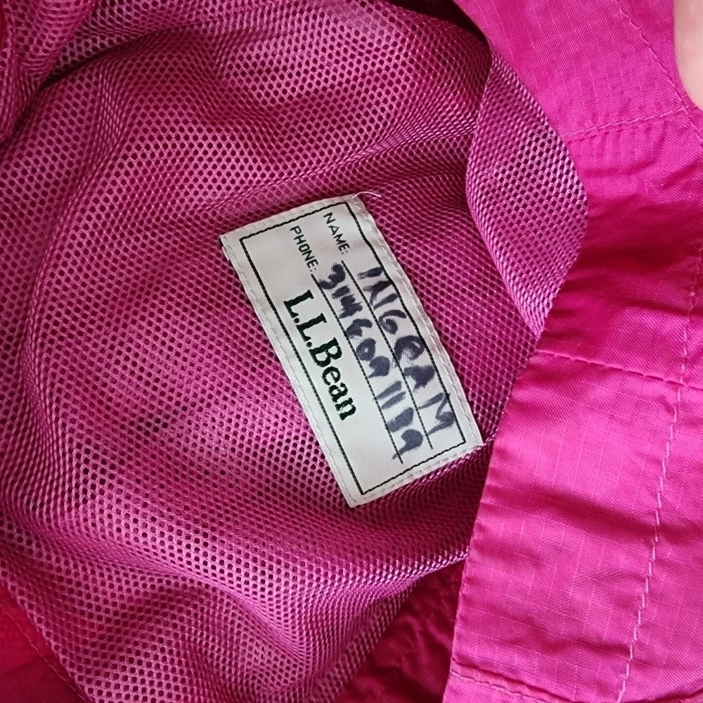 L.L. Bean Pink Hooded Windbreaker Lined Jacket Girl's Size 4 Casual Outdoors EUC